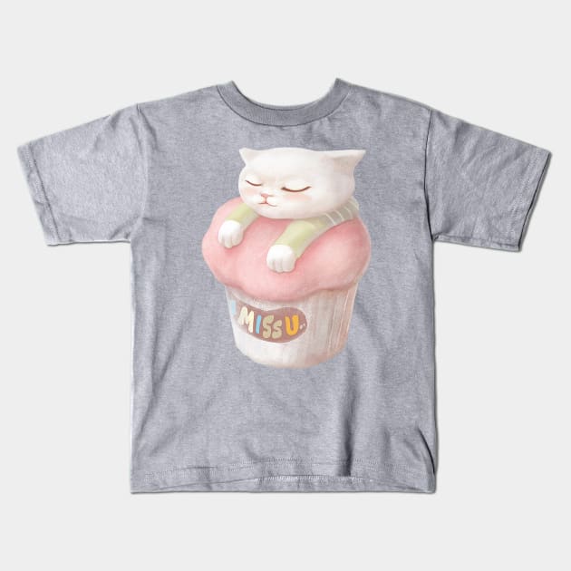 Cute Kitten Cupcake Kids T-Shirt by zkozkohi